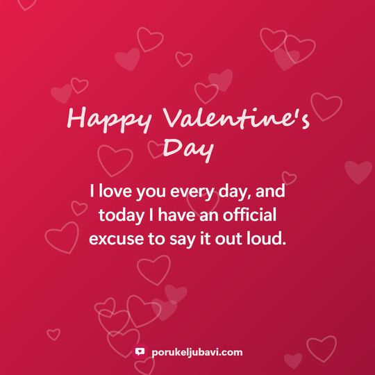 Happy Valentine's Day: I love you every day, and today I have an official excuse to say it out loud.