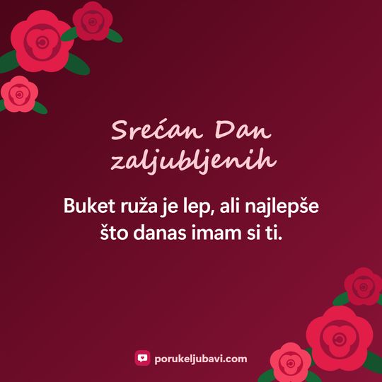 Srećan Dan zaljubljenih: Buket ruža je lep, ali najlepše što danas imam si ti.